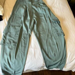 Stylish Green Cargo Pants Satin